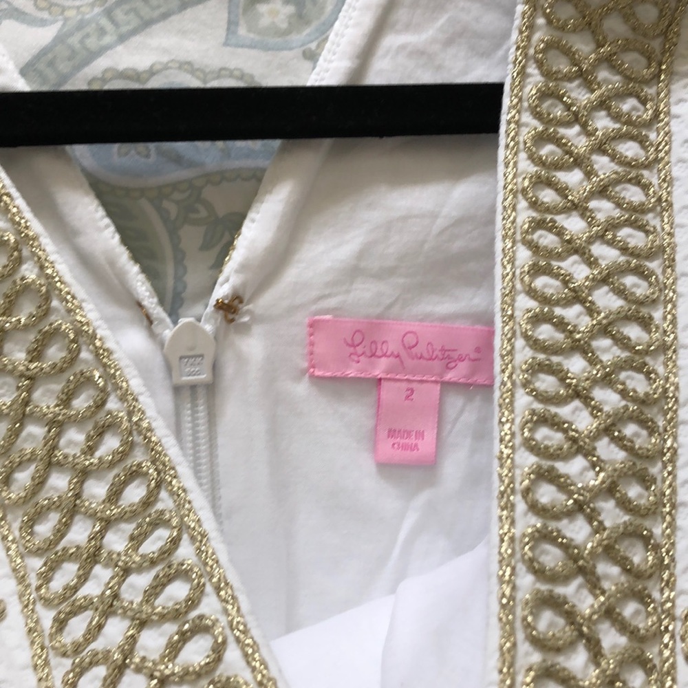 Lilly Pulitzer White & Gold Dress Size 2 - Picture 6 of 6